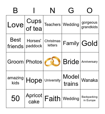 Golden wedding anniversary Bingo Card