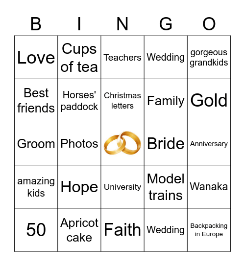 Golden wedding anniversary Bingo Card