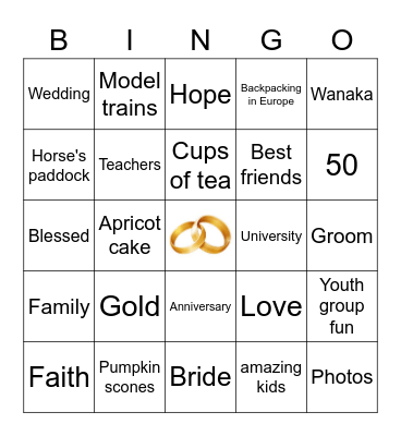 Golden Wedding Anniversary Bingo Card