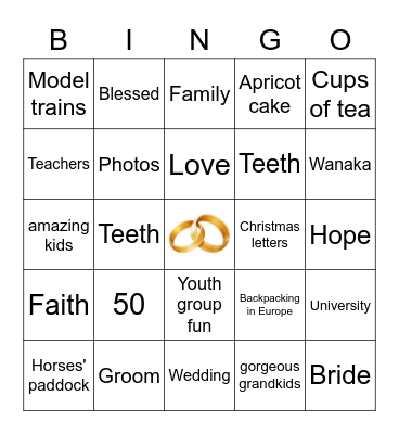 Golden Wedding Anniversary Bingo Card