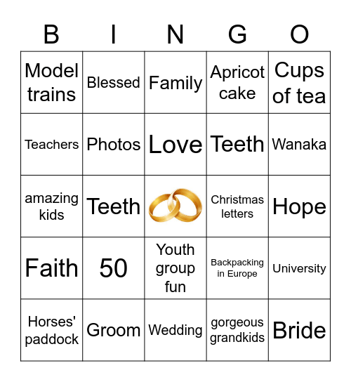 Golden Wedding Anniversary Bingo Card