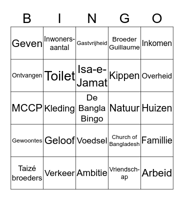 De Bangla-Bingo Card