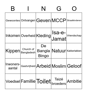 De Bangla-Bingo Card