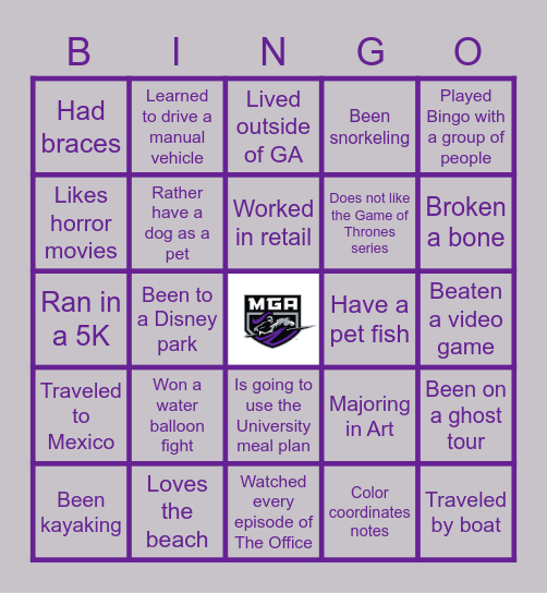 Knight Bingo Card