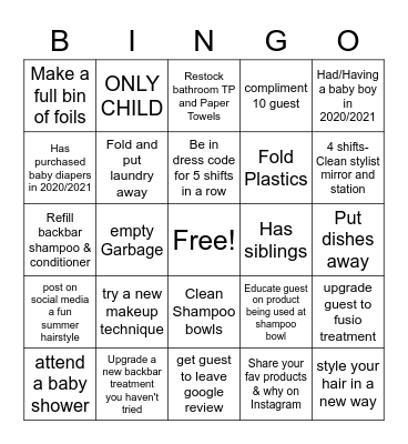 Assistant Bingo Card