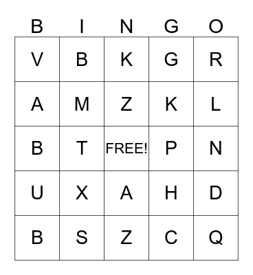 Alphabet Bingo Card