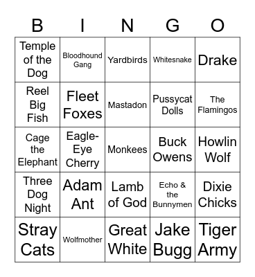 ANIMALS Bingo Card