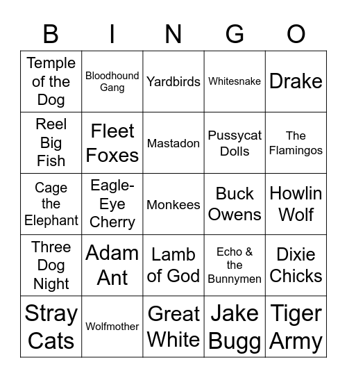 ANIMALS Bingo Card