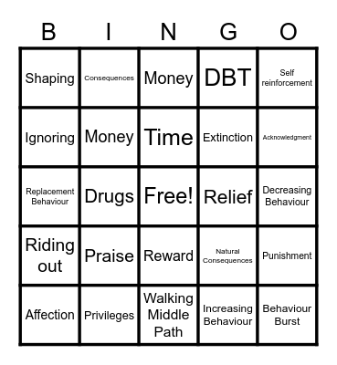 DBT: Walking the Middle Path Bingo Card