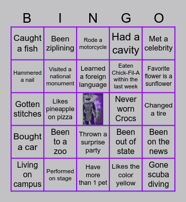 Getting To Know Me! Bingo Card