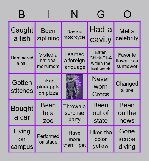 Getting To Know Me! Bingo Card