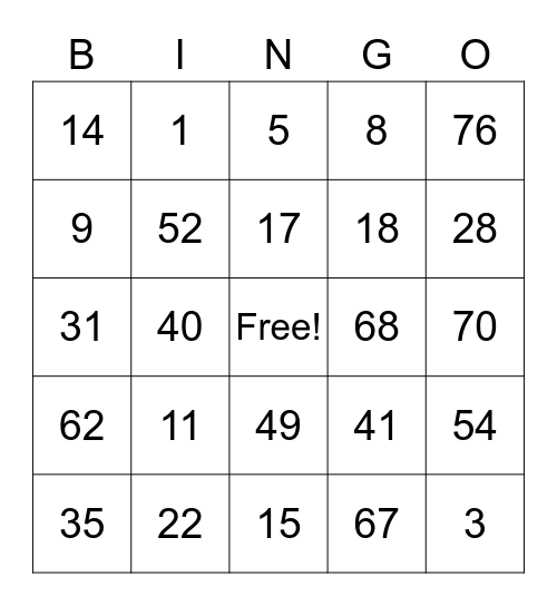 Baby SHower BIngo Card