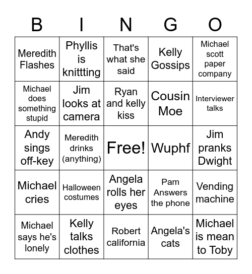 Dunder Bingo! Bingo Card