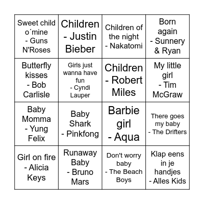 Baby Bingo! Bingo Card