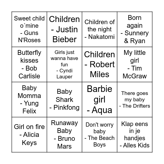 Baby Bingo! Bingo Card