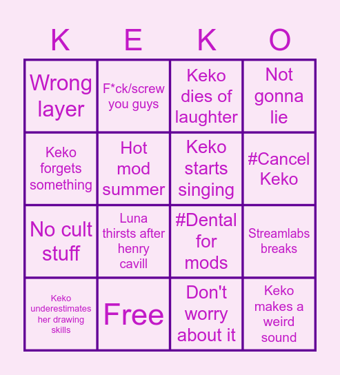 Keko Design Stream Bingo Card