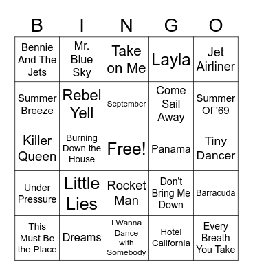Bumpin' Bingo Card