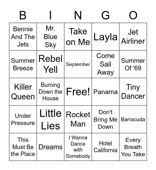 Bumpin' Bingo Card