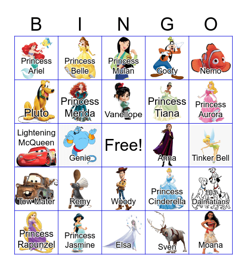 Disney & Pixar Bingo Card
