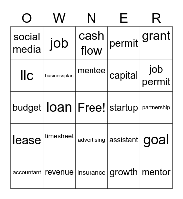 Owner Bingo Card