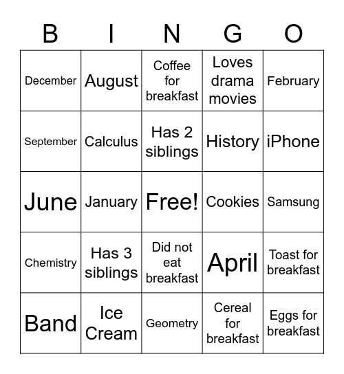 StratComm Get To Know You - July 2021 Bingo Card