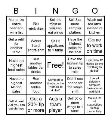Server Bingo Card