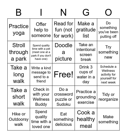 CanAssist Wellness Bingo Card