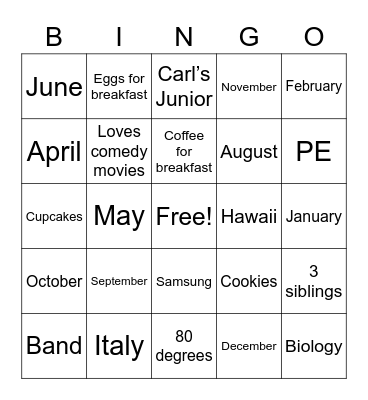 StratComm Get to Know You - July 2021 Bingo Card