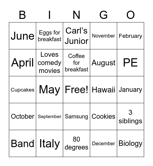 StratComm Get to Know You - July 2021 Bingo Card