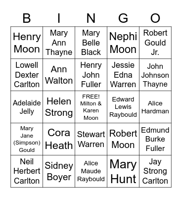 Family Bingo Card