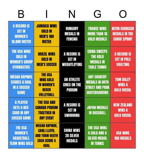2021 Olympics Bingo! Bingo Card