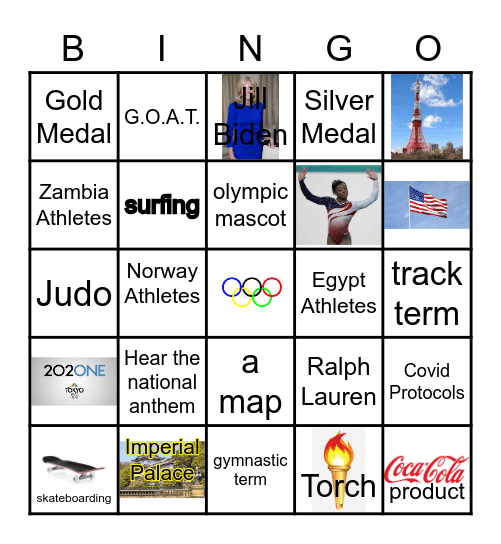 2021 Olympics Bingo Card