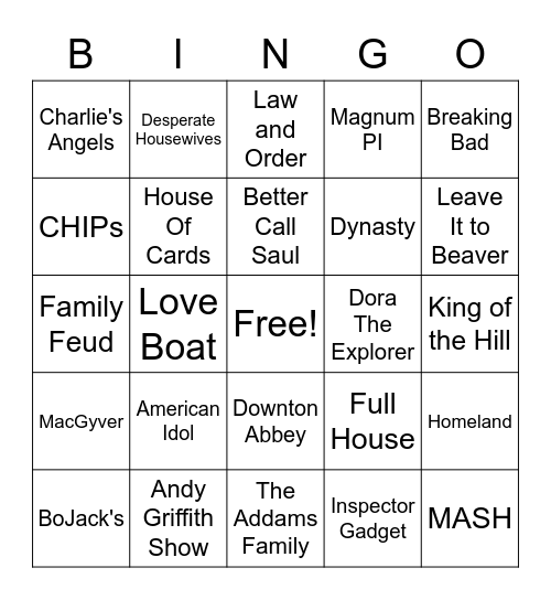 TV - Theme Songs Bingo Card
