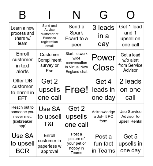 TEAM LENTYCH Bingo Card