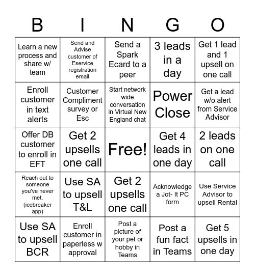 TEAM LENTYCH Bingo Card