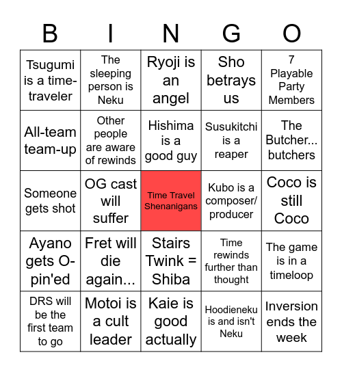 Neo Predictions Bingo Card