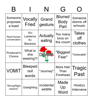 Bachelorette Bingo - 2021/12/01 Bingo Card