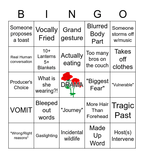 Bachelorette Bingo - 2021/12/01 Bingo Card