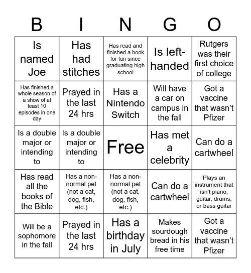 Untitled Bingo Card