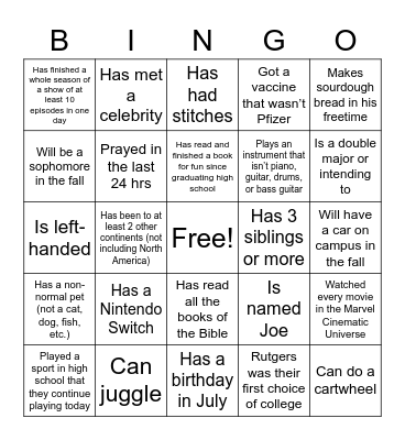 Untitled Bingo Card