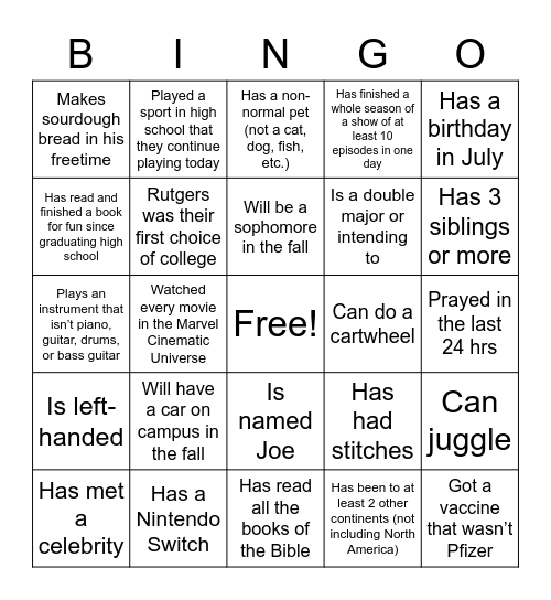 Untitled Bingo Card