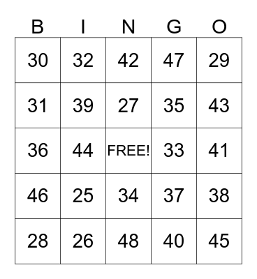 Bingo Fun! Bingo Card