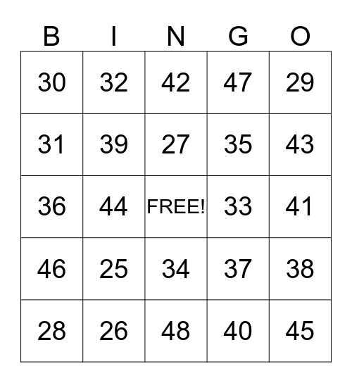 Bingo Fun! Bingo Card