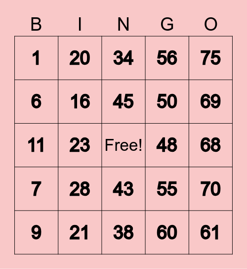 Gel bingo 6 Bingo Card