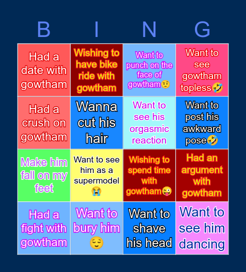 Gow's bday Bingo Card