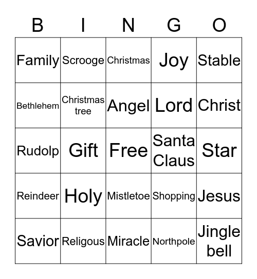 Christmas Bingo Card