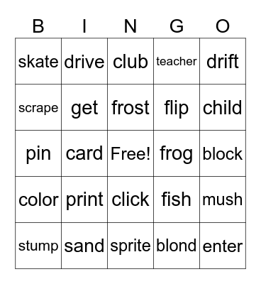 Segment and Blend Phonemes Bingo Card