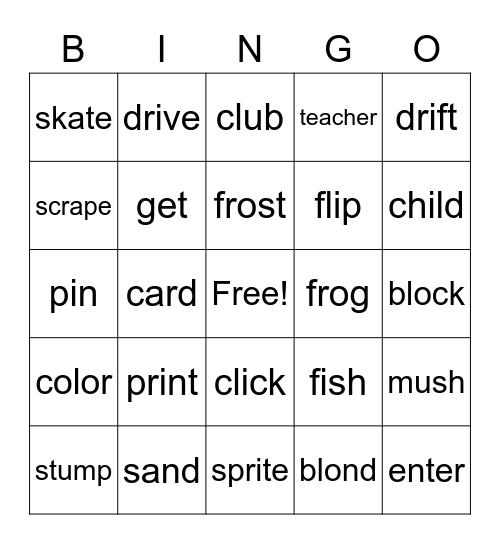 Segment and Blend Phonemes Bingo Card
