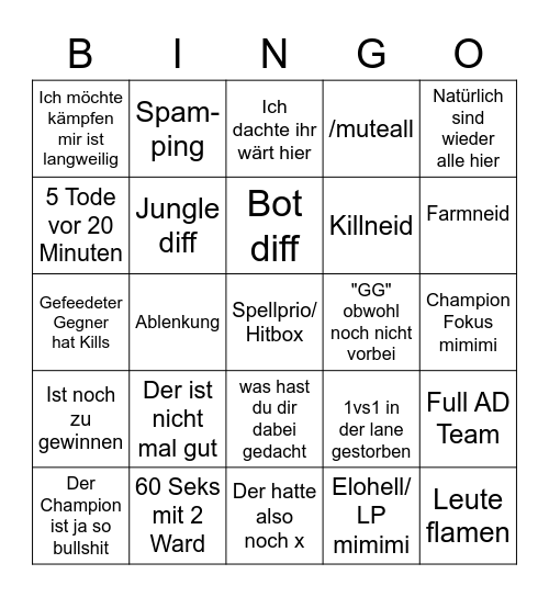 Gilgo Bingo Card
