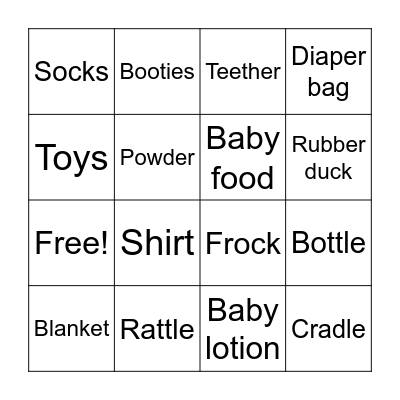 Baby shower bingo Card